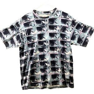 Levi's T Shirt Mens Medium M Blue Graphic Sunset Camp Surf Waves Beach Crewneck